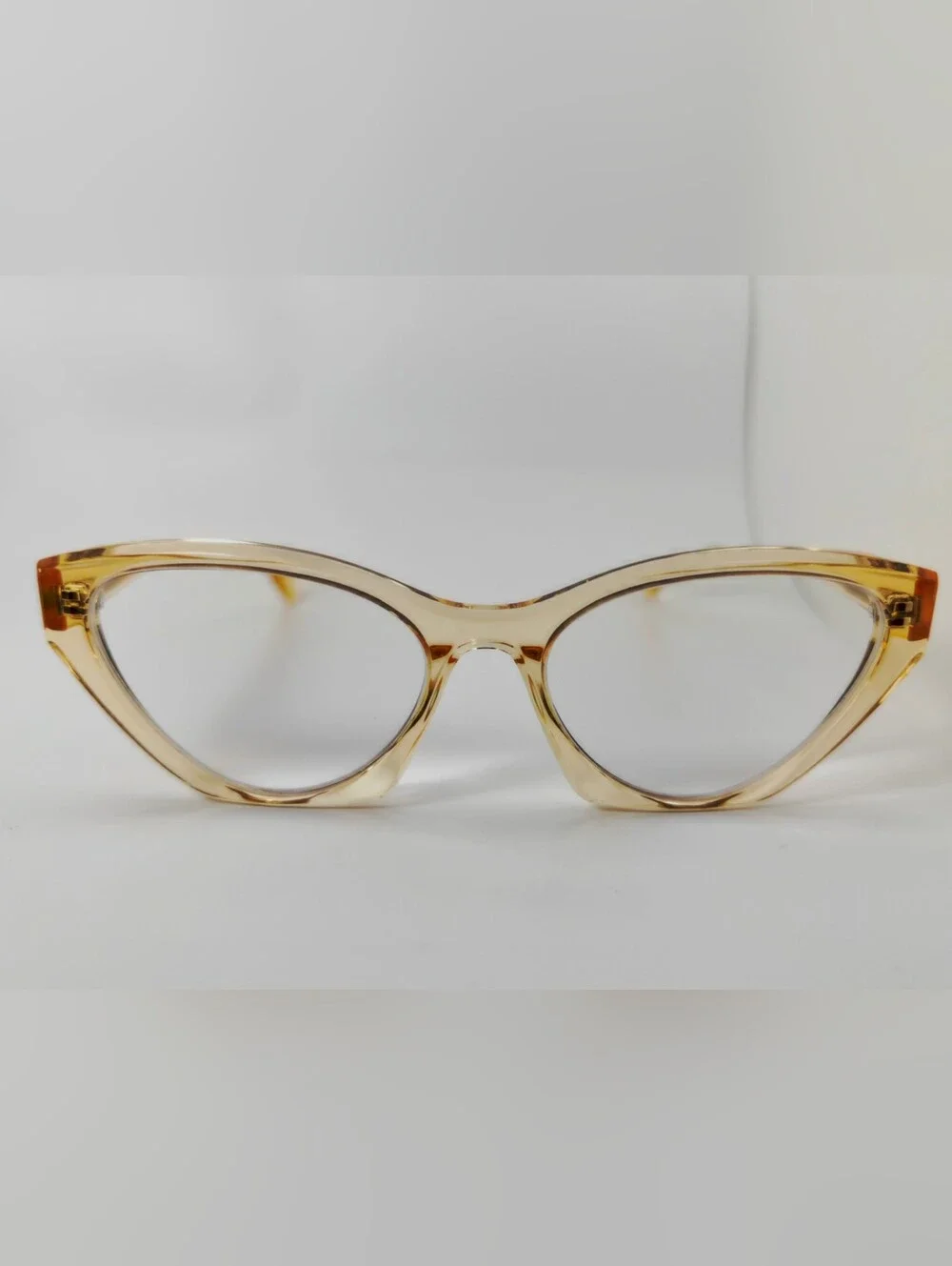 Angelina. Transparent Amber Cat-Eye Women's Glasses. Beautiful..